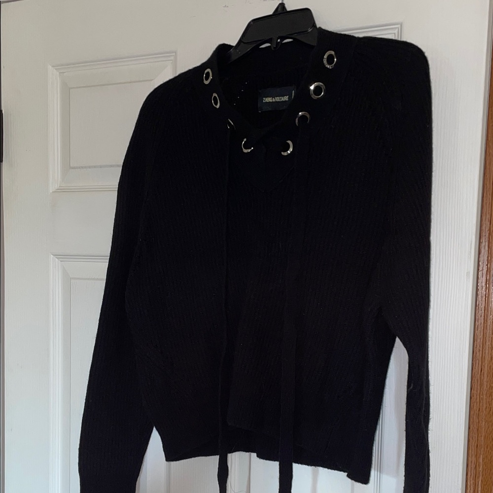 Zadig & Voltaire Black Sweater with Eyelet Detail